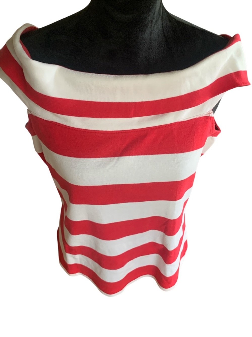 RAFAELLA, Off the Shoulder Striped Knit Top, Large